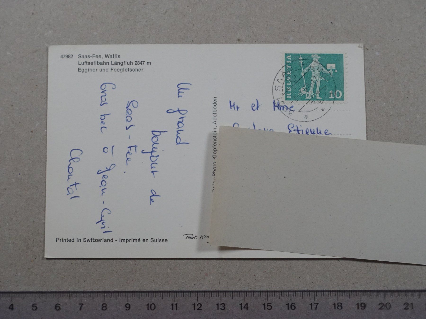 Cartoline postali: Saas-Fee, Luftseilbahn Längfluh – Usato da Lenzburg venduto da fh1 1