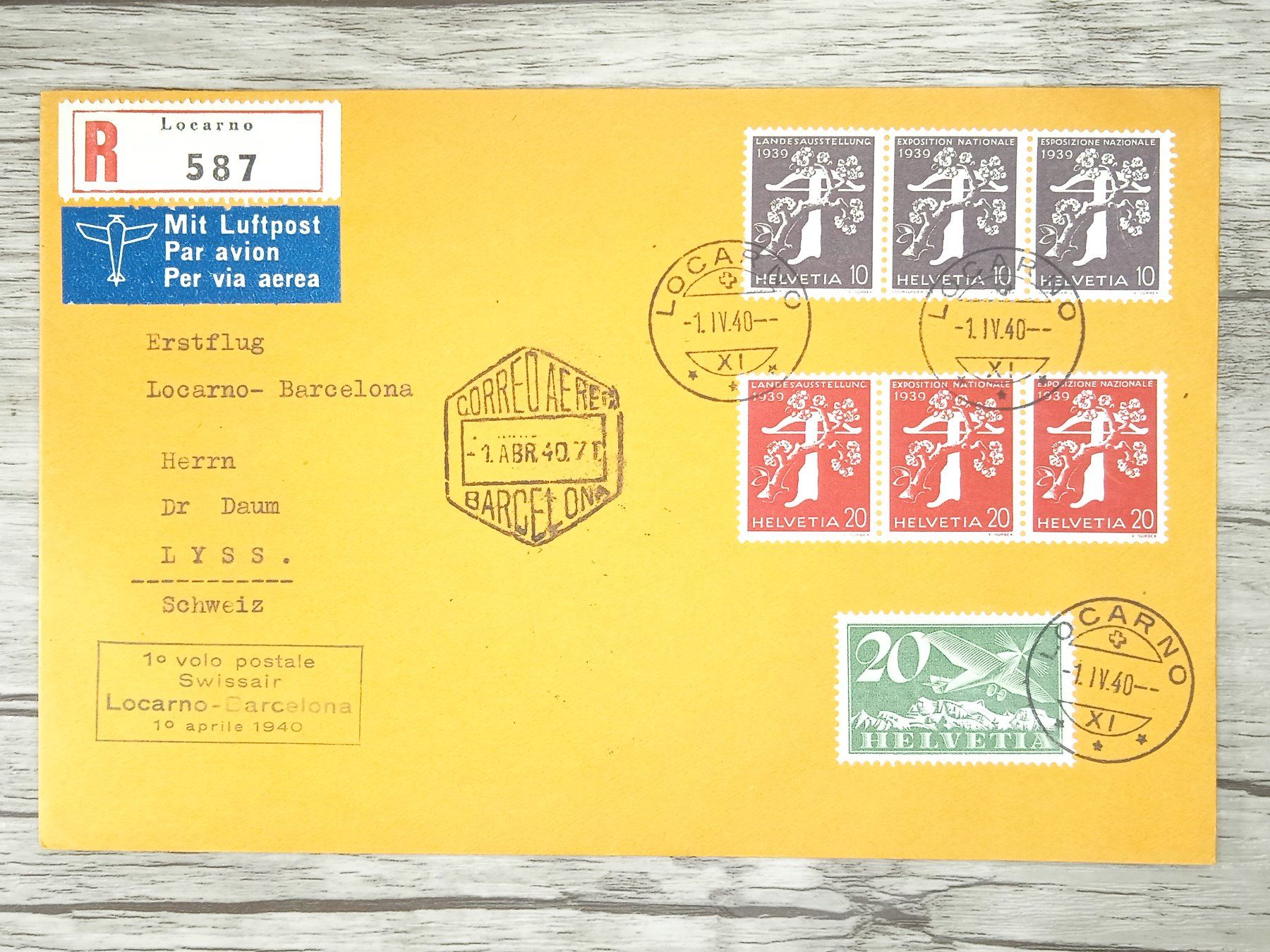 Tutti i francobolli: TR15 Enveloppe + Timbre Suisse 1940 – Usato da Cousset venduto da Patrick_Collections