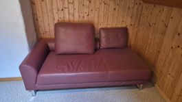 Echtledersofa, Weinrot, sehr bequem mit Metallrahmen