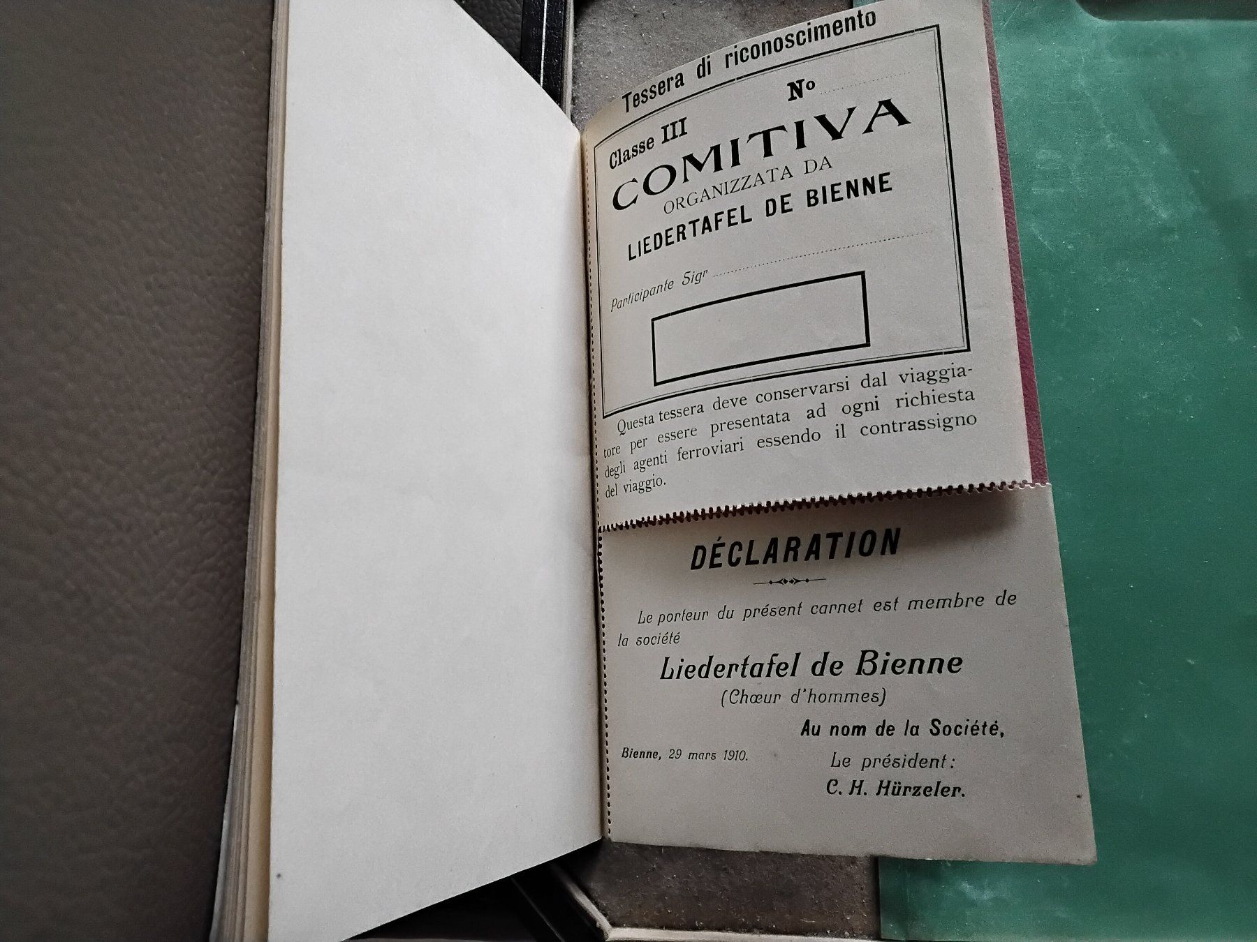 Documenti: Biel/ Bienne,  Rivierafahrt der Bieler Liedertafel 1910 – Usato da Biel/Bienne venduto da taki25 1