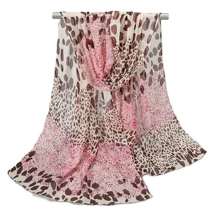 NEU! schöner Schal / Foulard ca. 150 * 50cm Chiffon Leo Rosa