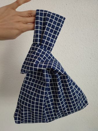 New hand made cotton handbag, Blue white