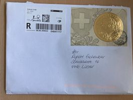 Schweiz 2013 Block Goldvreneli auf R-Brief