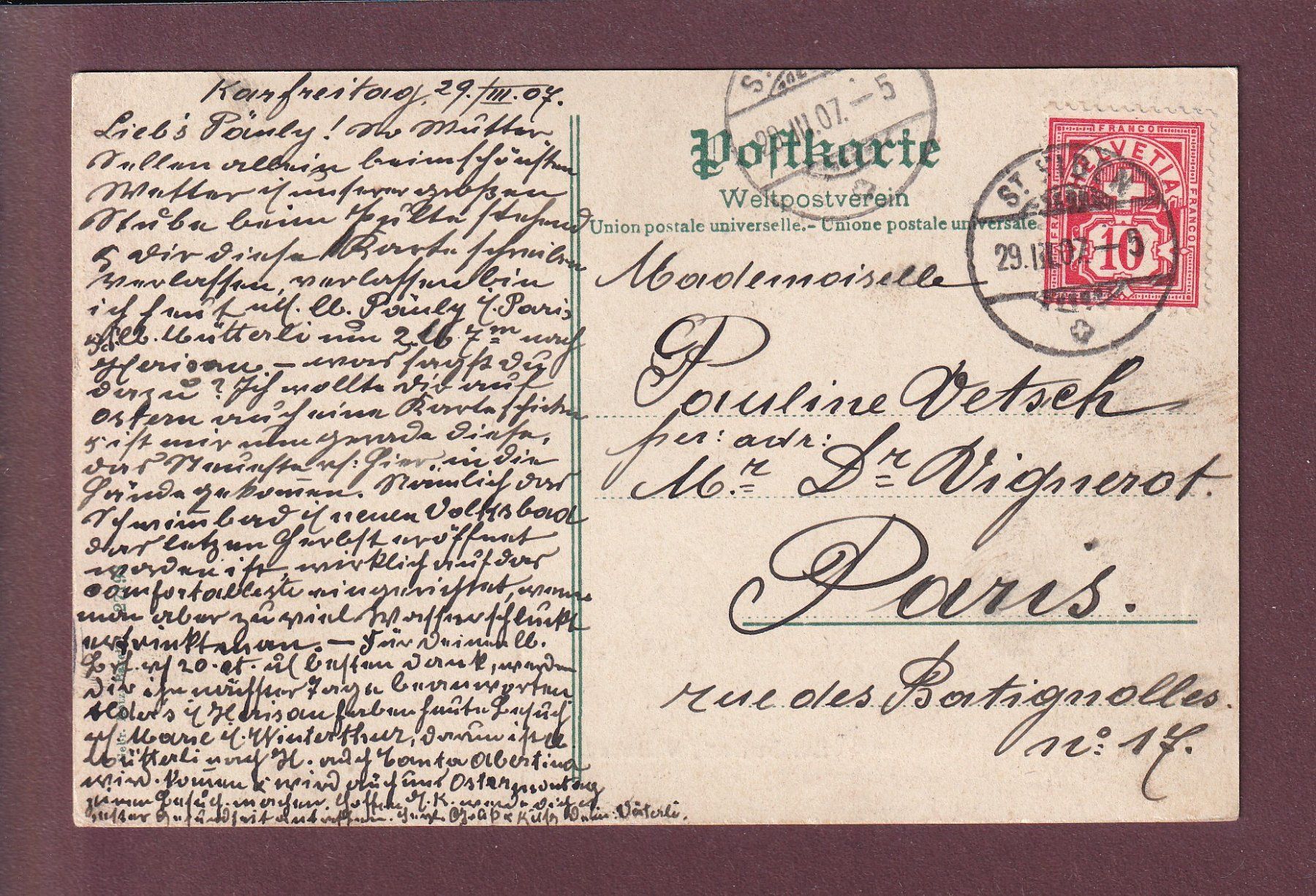 Cartes postales: ST. GALLEN - Volksbad - 1907 – D'occasion à Pully par nicecards 1