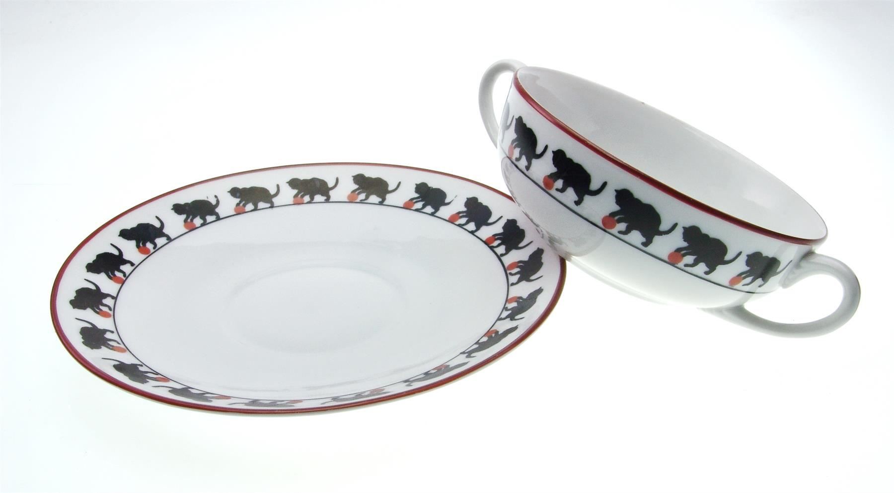 Set di piatti: Katzen Suppentasse & Teller Langenthaler 1938 - 1940 – Usato da Seedorf BE venduto da ArcoCera 4