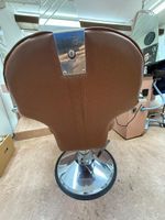 Friseurstuhl braun Leder Metall drehbar und verstellbar 