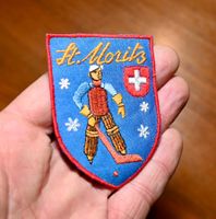 VINTAGE Badge ST. MORITZ ST. GALLER STICKEREI eishockey
