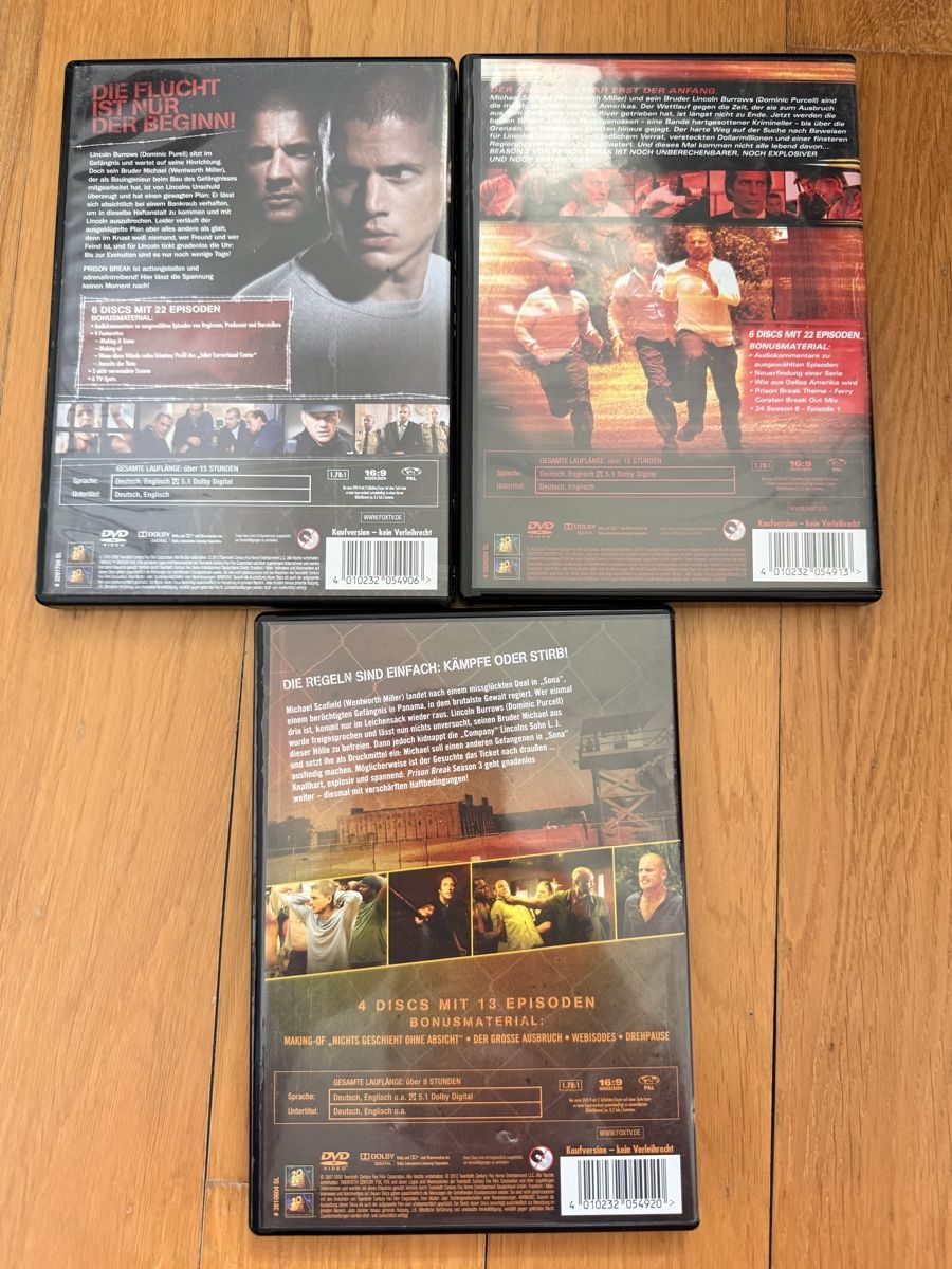 Tutti i DVDs: Prison Break Staffel 1 - 3 komplett DVD Set – Usato da Kölliken venduto da nerdorado 1