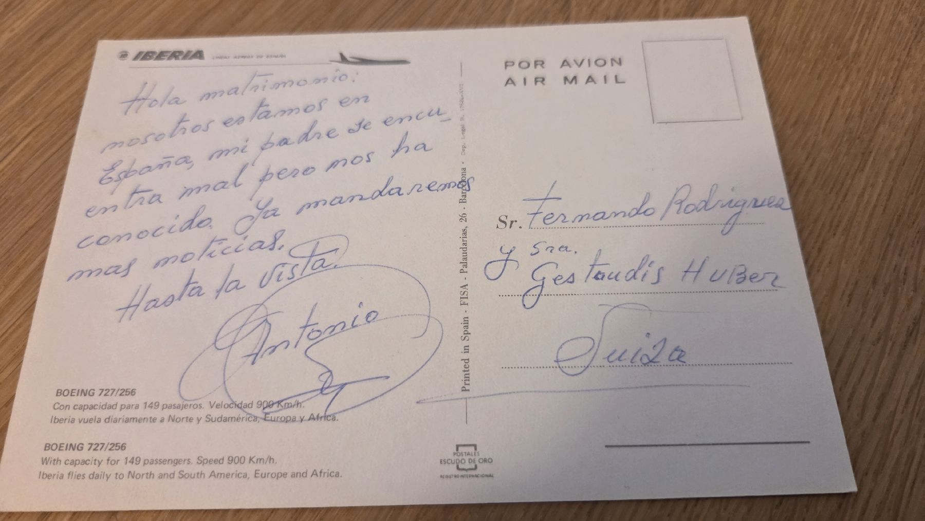 Cartoline postali: Ansichtskarte IBERIA Boeing 727/256 – Usato da Arni AG venduto da Moth68 1