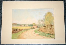 Rheinlandschaft, Aquarell von Fritz Widmann, monogrammiert