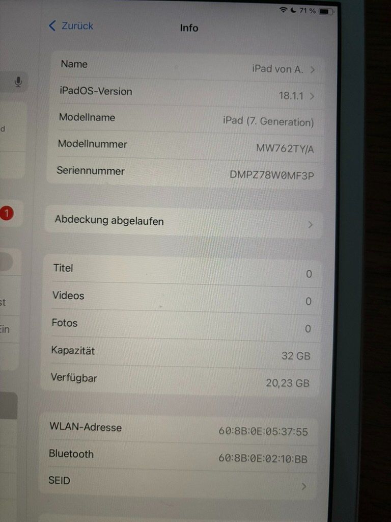 Apple Tablet PC: iPad 7.Generation – Gebraucht aus Dielsdorf von iamscan 2