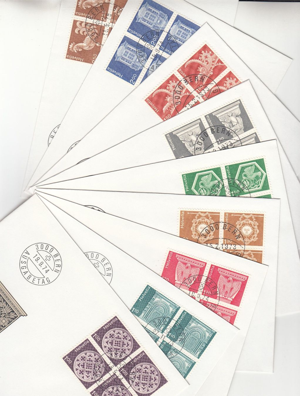 Tutti i francobolli: SBK 534 - 542 im 4er-Block FDC – Usato da Bürglen TG venduto da StampGraf
