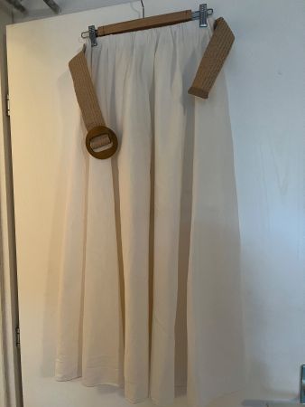 Rock Jupe creme weiss Grosse M Damen Rock mit Guertel