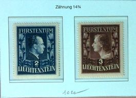 Liechtenstein 1951 Nr. 248 u. 249B Zähnung 14 3/4 postfrisch