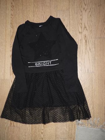 Mädchen Kleid schwarz mit Sternenmuster, Grösse 164