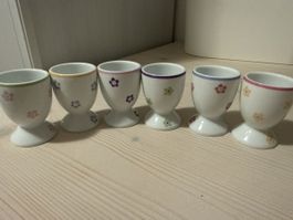 Eierbecher Set Keramik Blumen 6er