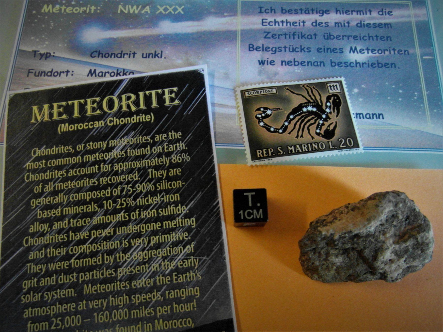 Minerali & Pietre curative: Sternzeichen  San Marino **  +  mind. 6 g Meteorit – Nuovo (secondo la descrizione) da Lengnau BE venduto da Lanthemann
