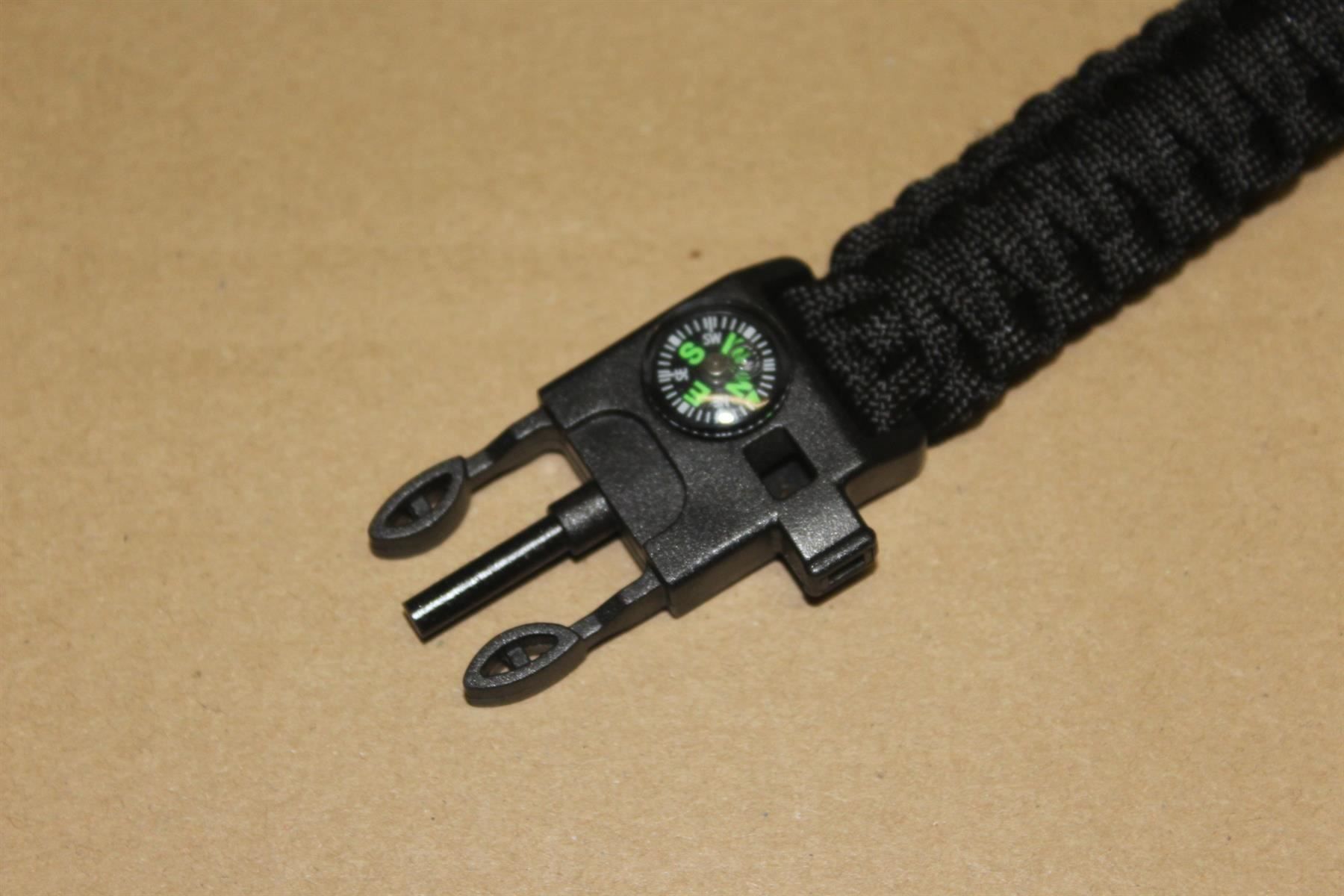 Bracciali & Braccialetti: schwarz Armband Kompass Pfeife Feuerstei – Nuovo (secondo la descrizione) da Kirchdorf AG venduto da Restposten110 1