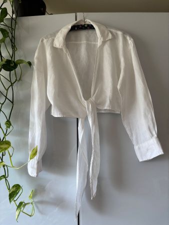 ZARA weisse Bluse zum Binden Gr. XS