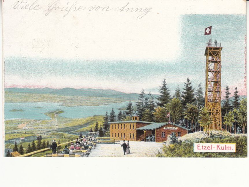 Cartoline postali: Etzel Kulm 1905 mit Werbe-Eindruck – Usato da Bürglen TG venduto da StampGraf