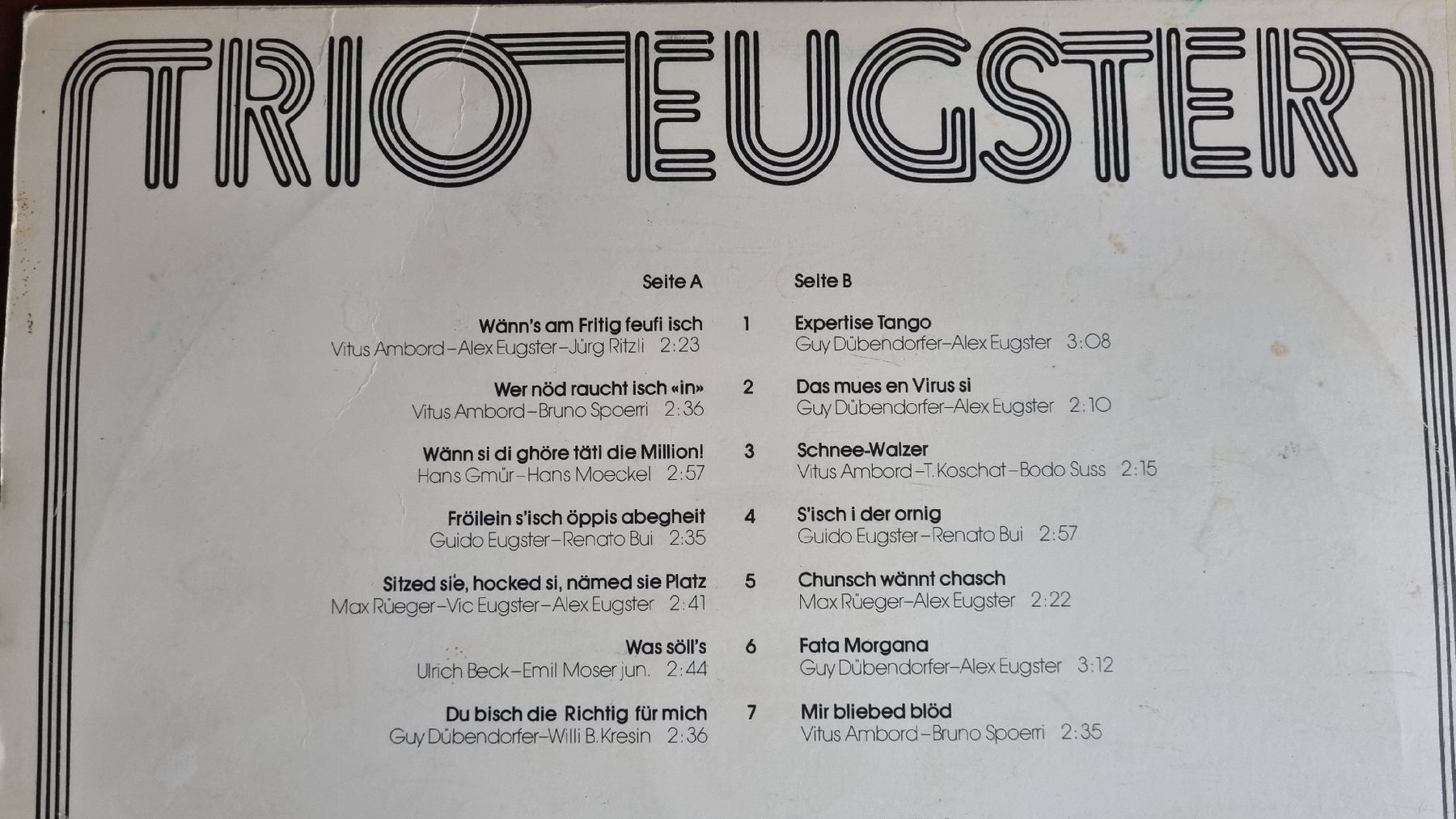 Dischi in vinile: LP - Trio Eugster - Signiert – Usato da Heimenschwand venduto da rog_p7h9 2