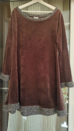 Slow Fashion Kleid braun Samt Grösse L-XL