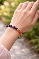 Chakra Armband Naturstein elastisch bunt