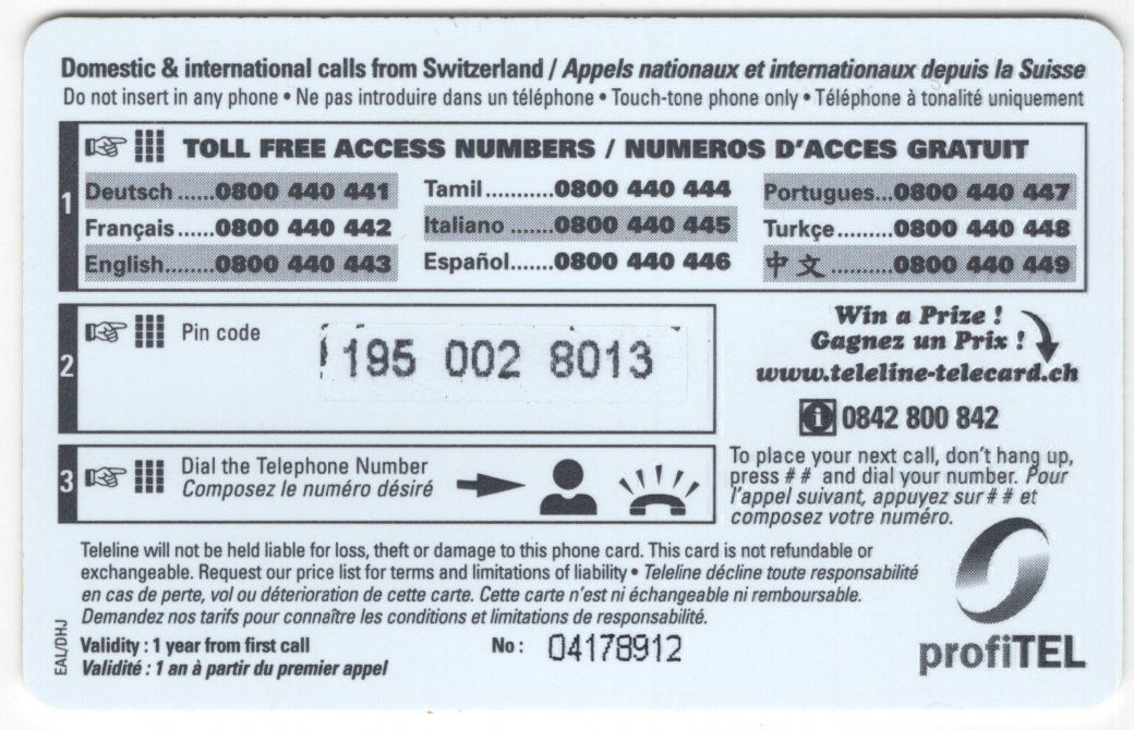 Telefon- & Taxkarten: seltene TELELINE Prepaid - Herbst - 2. Auflage – Gebraucht aus Eglisau von Chperfins 1