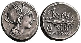 T. M. Mancinus, A. C. Pulcher AR Denarius (111-110 BC)
