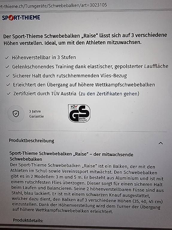 Hometrainer: Schwebebalken Höhenverstellbar – Usato da Neuendorf venduto da msilvester81