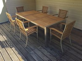 Gartentisch-Set: Gartentisch mit 6 Stühlen