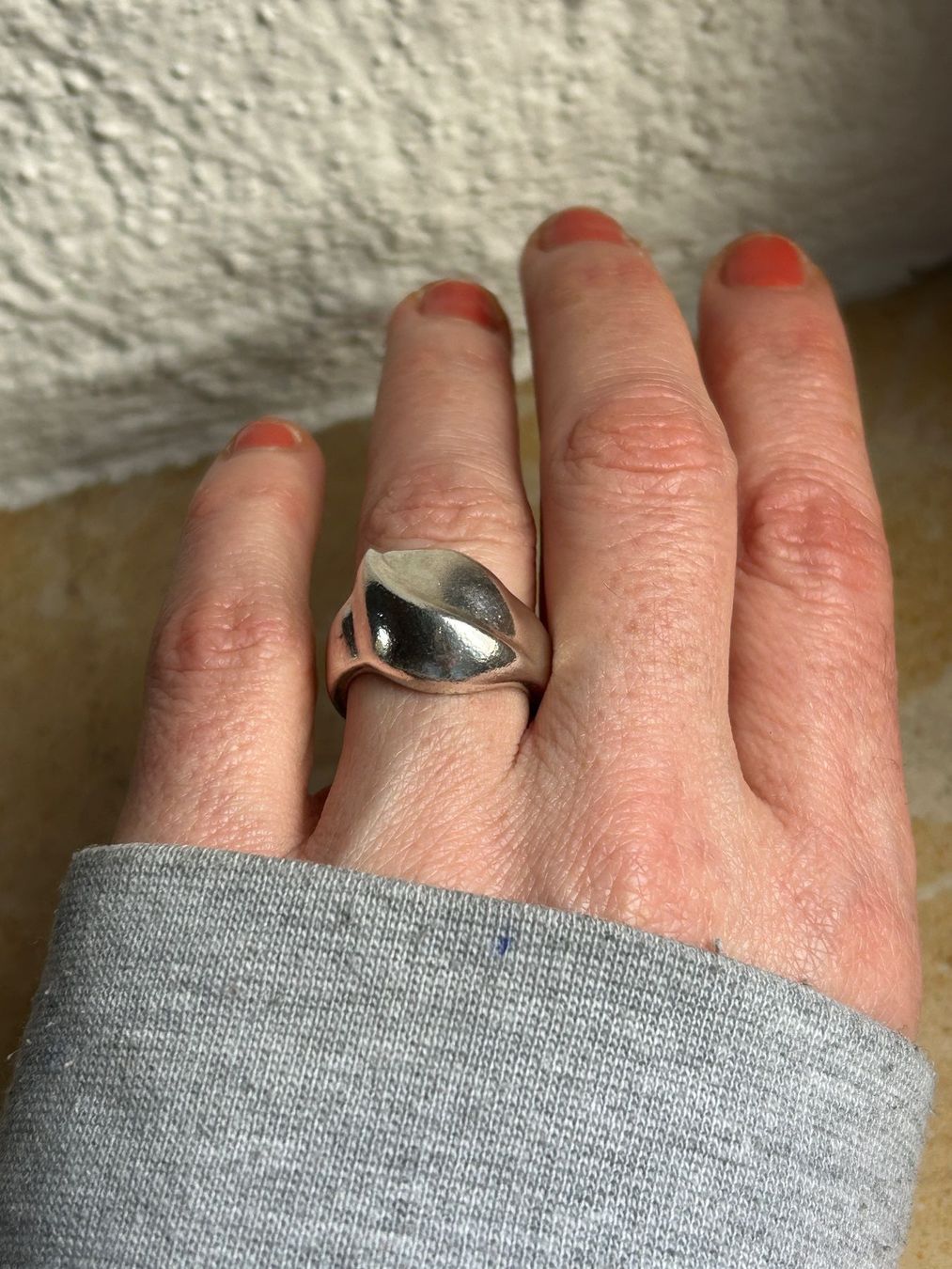 Anelli: Silberring Blatt_Kaffebohne Designerring Gr. 55 – Usato da Laufen venduto da belleskulptur 1