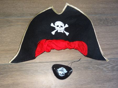 Chapeau de pirate avec cache-œil, noir