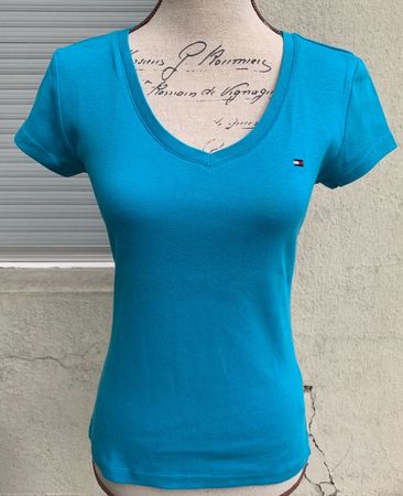 Super t-shirt basique TOMMY HILFIGER turquoise t.S