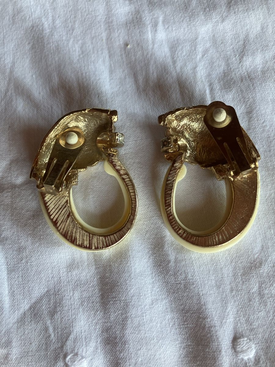 Orecchini pendenti & Orecchini a lobo: Vintage Ohrclips Loewe mit Strass – Usato da Bassersdorf venduto da groovygremlin 1