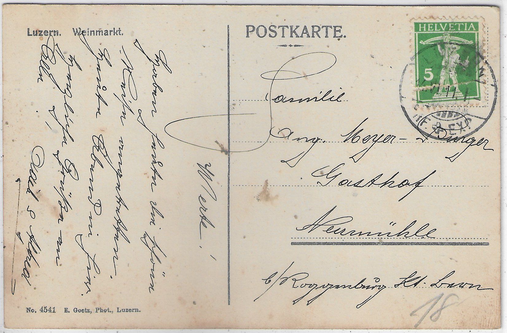 Cartoline postali: Luzern - Weinmarkt - Litho – Usato da Ettingen venduto da Kartenplanet 1