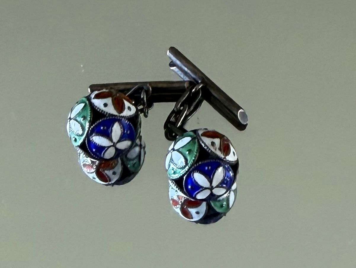 Manschettenknöpfe: Silver enamel cufflinks from 1908 – Gebraucht aus Binningen von Sophiescloset