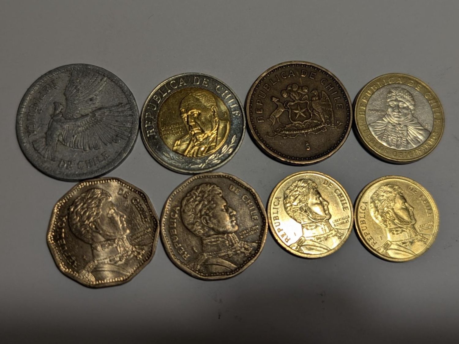 Tutti le monete: Chile circulating coins,end of Oct – Usato da Porrentruy venduto da routard 1
