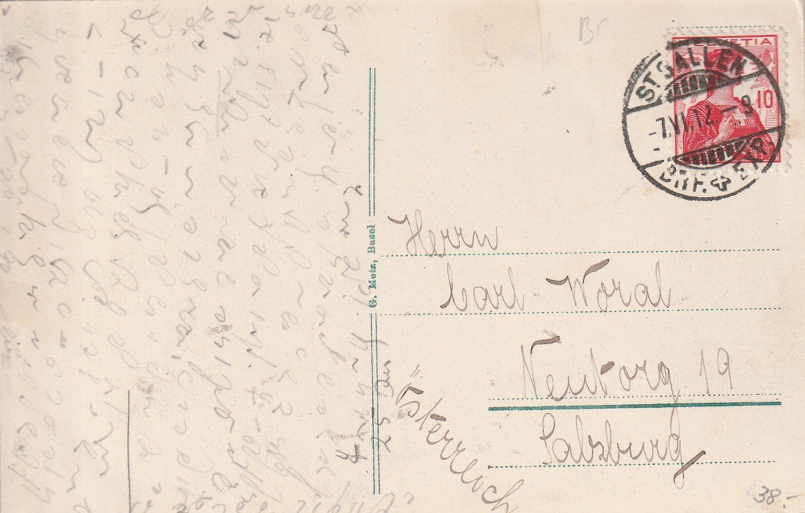 Ansichtskarten: St.Gallen -Handels-Hochschule -1912 – Gebraucht aus uttwil von Koehlerfred 1