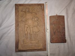 2 geschnitzte Holzbilder Tell