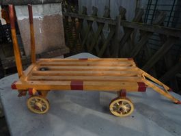 Antik Spielzeug Holz Pferdewagen, Heuwagen