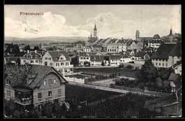 AK Frauenfeld, Ortsansicht mit Kirchtürmen und Wohnhäusern