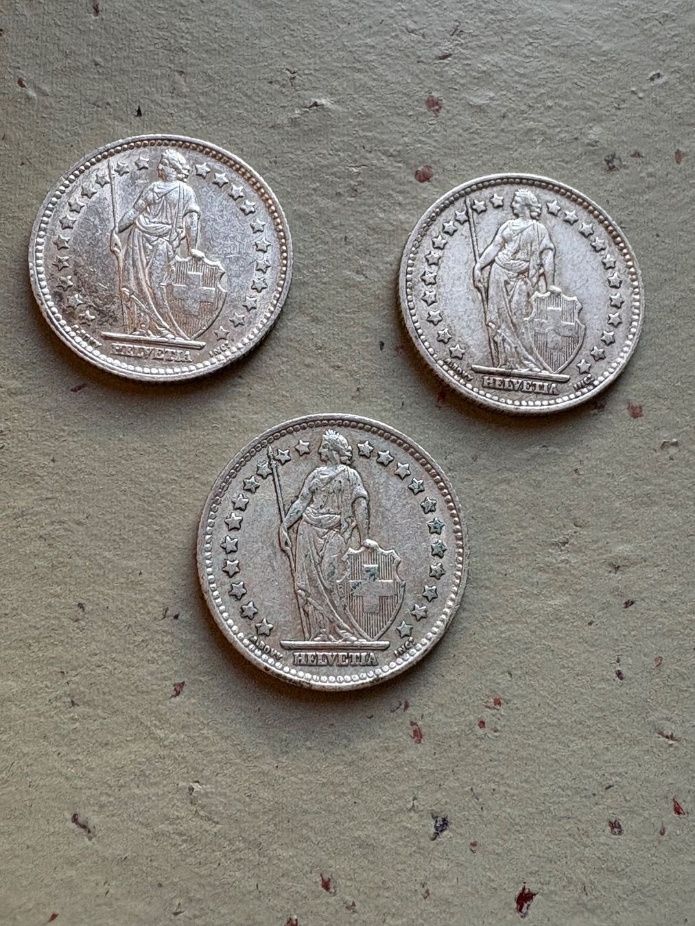 Tutti le monete: 3x 1 Franken 1955 – Usato da Zürich venduto da mysilvercoin 1