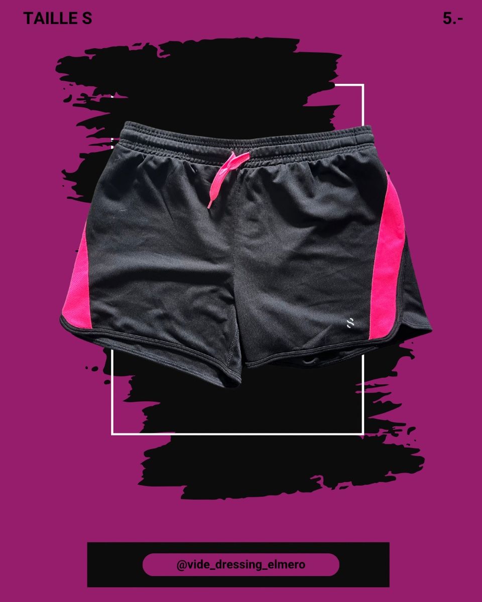 Pantaloni: Short de sport noir et rose – Usato da Massonnens venduto da Rebelle88