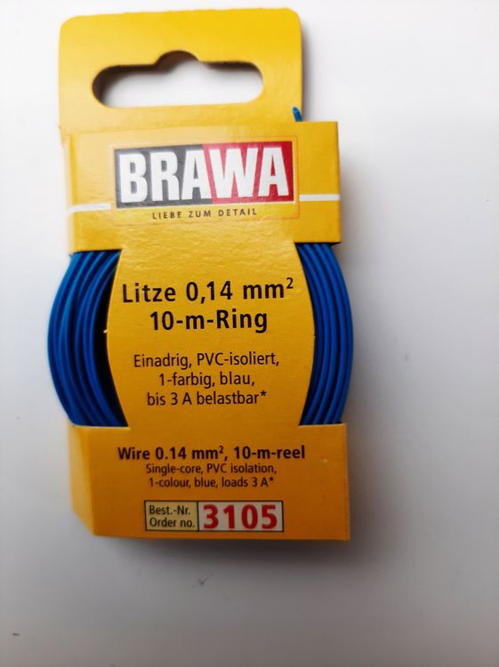 Brawa Modelleisenbahnen: Brawa 3100 (6x) Litze violett / 3105 blau, je 10 Meter – Gebraucht aus Thun von Schwarzsee48 1