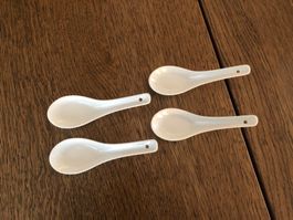 Lot de 4 cuillères à soupe asiatique miso ramen en céramique