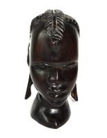 Handgeschnitzter Frauenkopf aus Kamerun in Ebenholz - 15.5cm