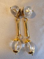 Vintage exzentrische Gold/Plexiglas Ohrclips/hänger 80er