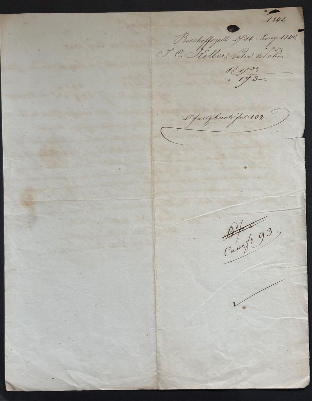 Documenti: HISTORISCHES HANDSCHRIFTLICHES DOKUMENT VON 1842 – Usato da Ostermundigen venduto da wini63
