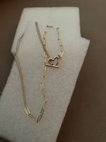 YR goldfarbene doppelte Gleitkette mit Herzanhänger, neu